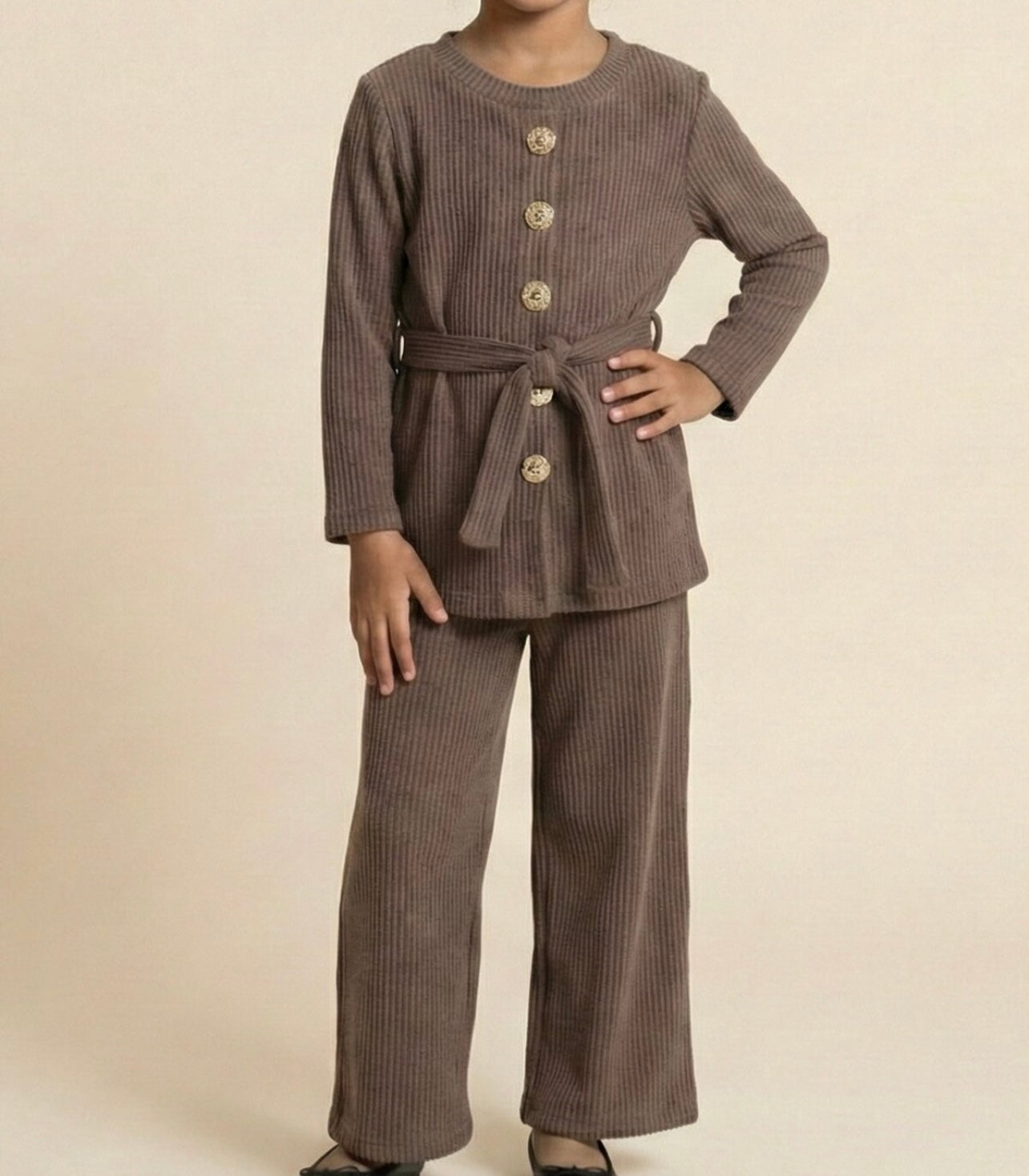 Girls Corduroy Modest Trouser and Top Set