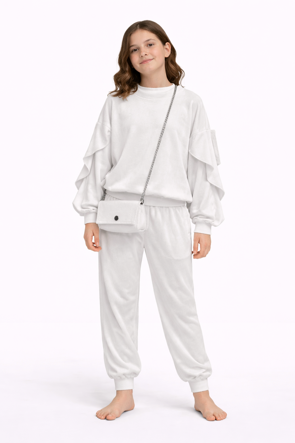 TLC Girls warm velour soft coord tracksuit set with handbag