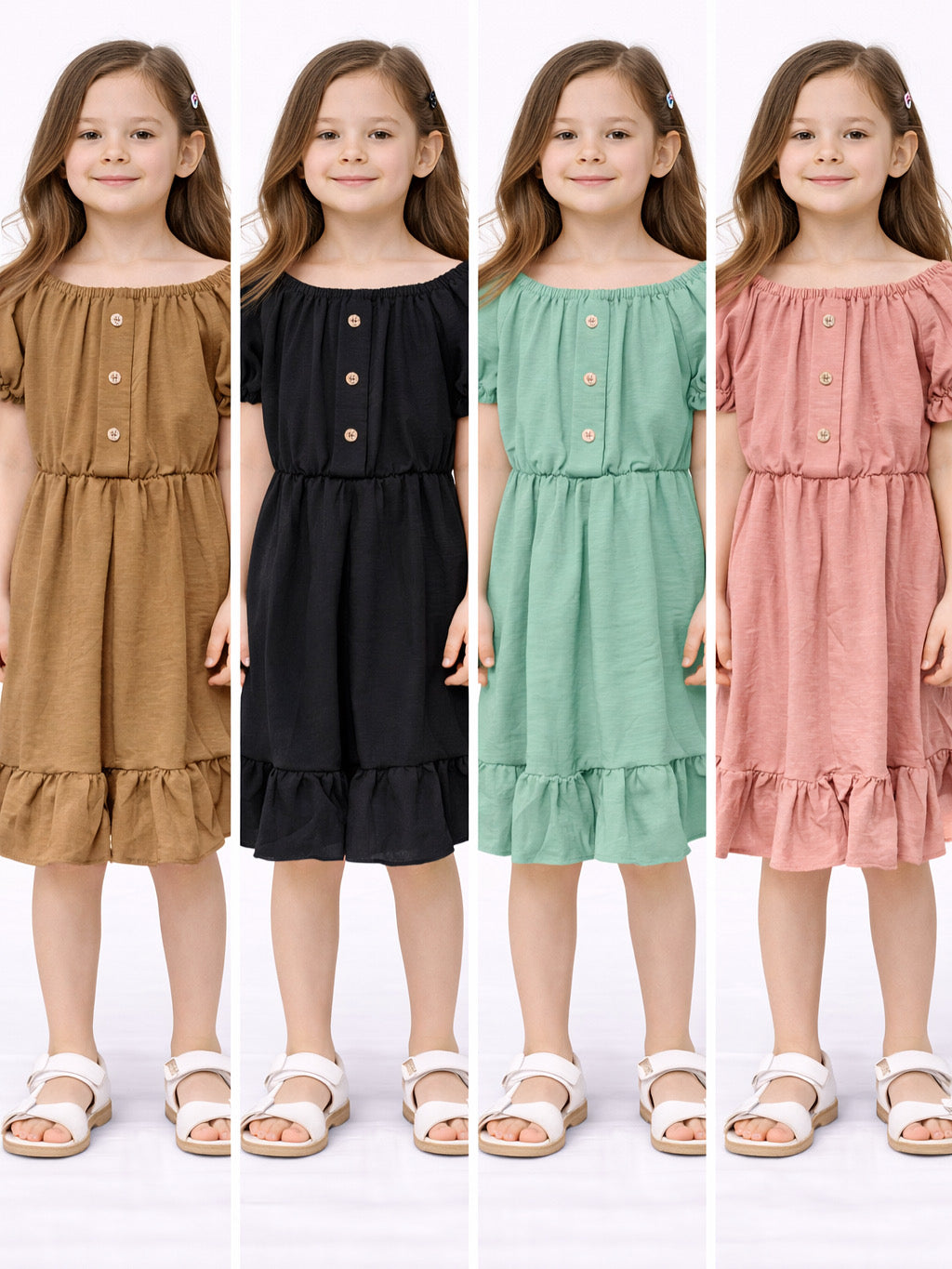 TLC Girls short sleeve dress with buttons