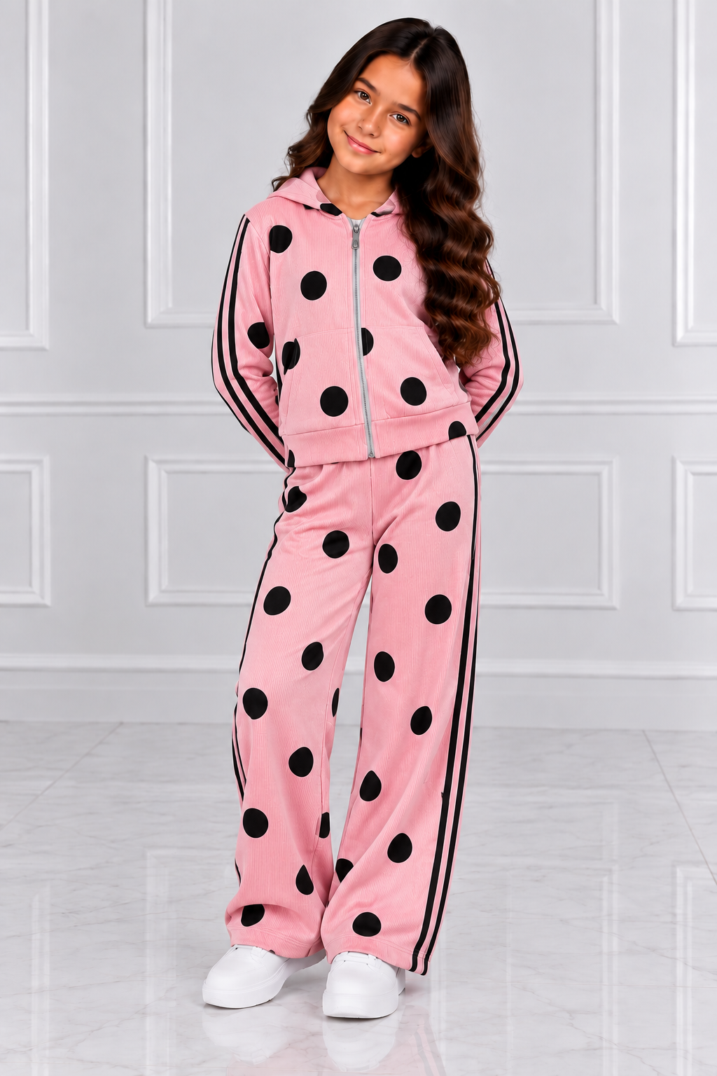 Girls spotted tracksuit outfit hoody and joggers