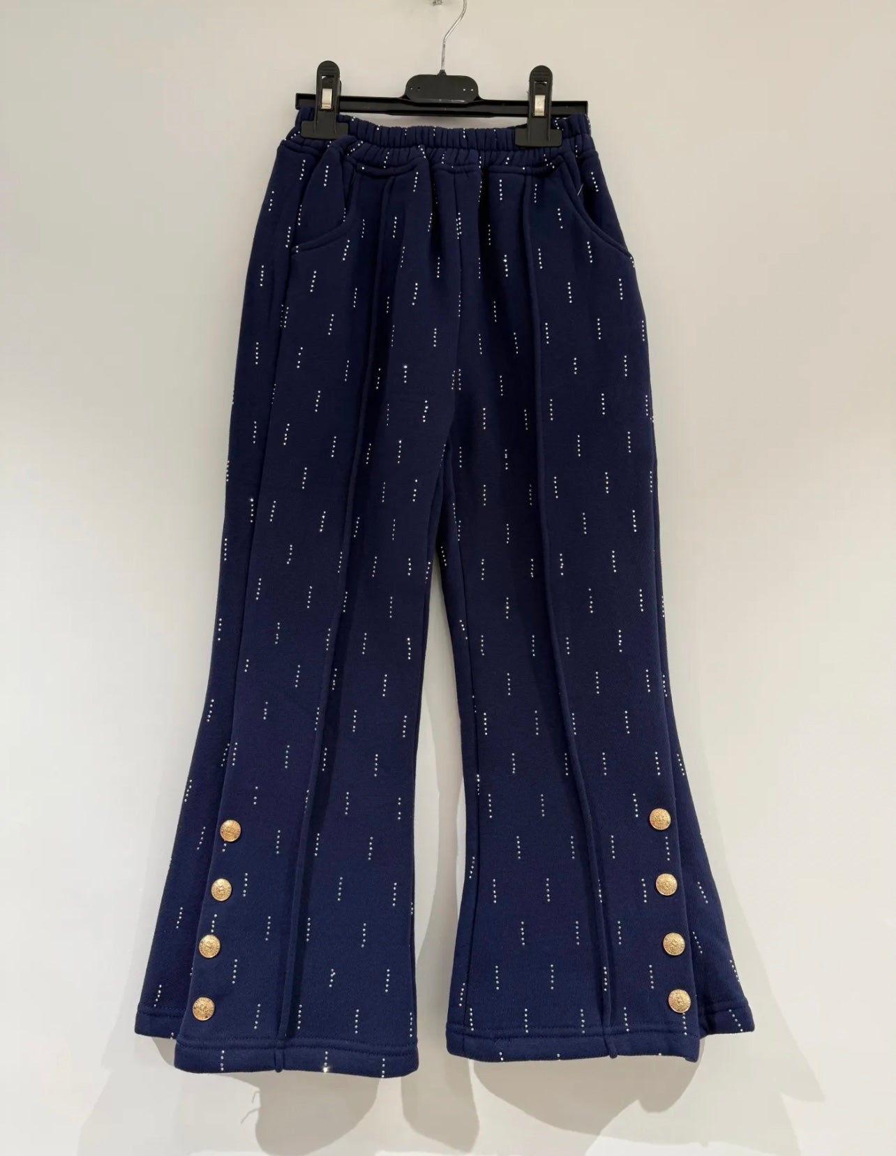 Girls Sweatshirt & Flare Trousers co-ord Set with Diamantés & Buttons 4-14 years