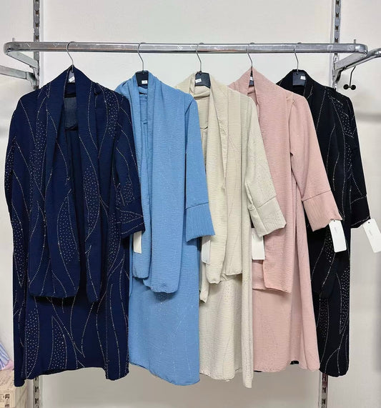 Girls Shiny Sparkle Kids Abayas with Attached Scarf