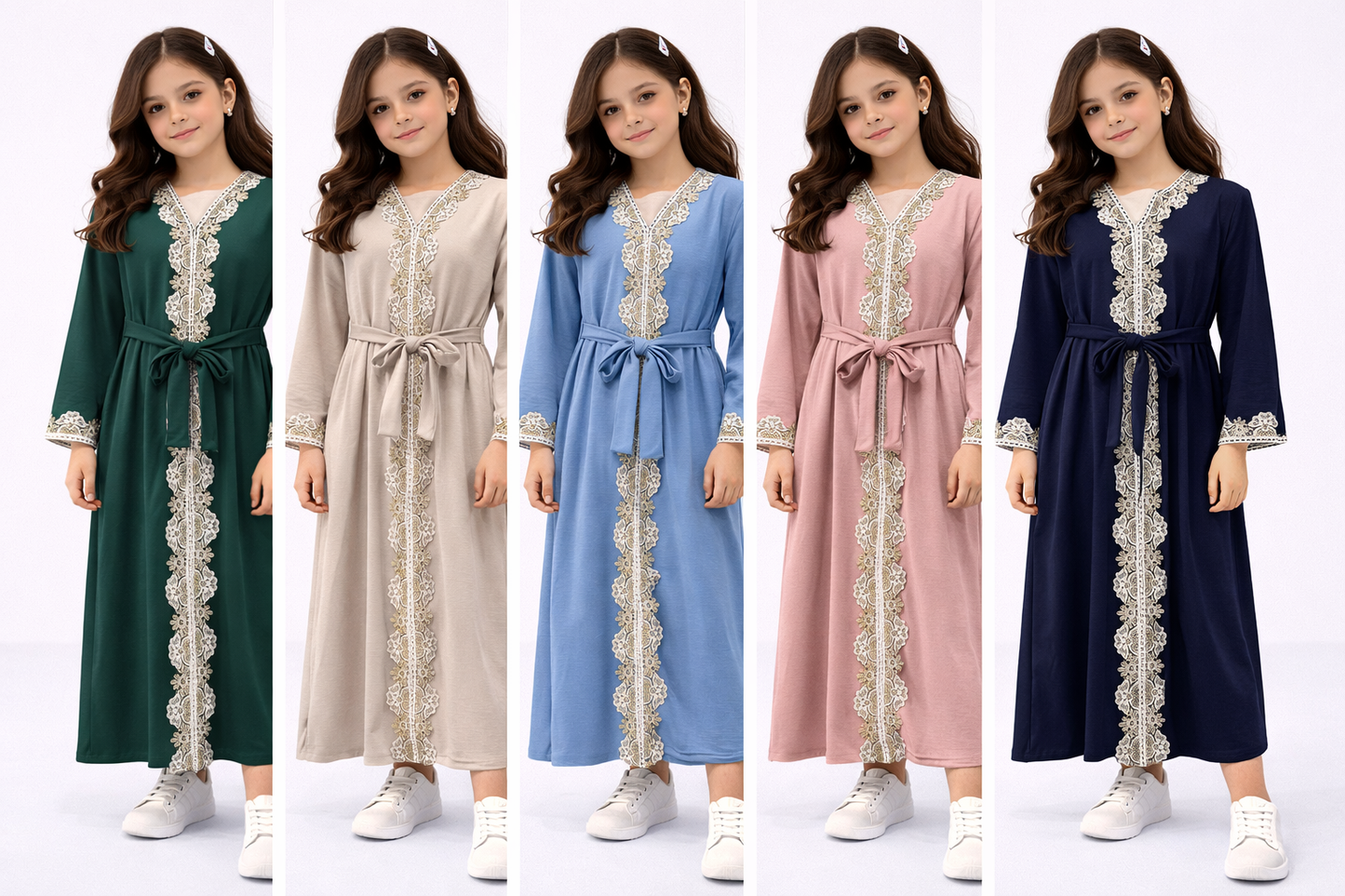Girls Ramadan / Eid Abaya Dress with Tie Back