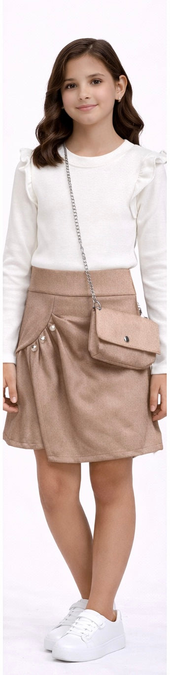 TLC Girls Button Warm Dresses with Handbag Cute Outfit Buttons Dress