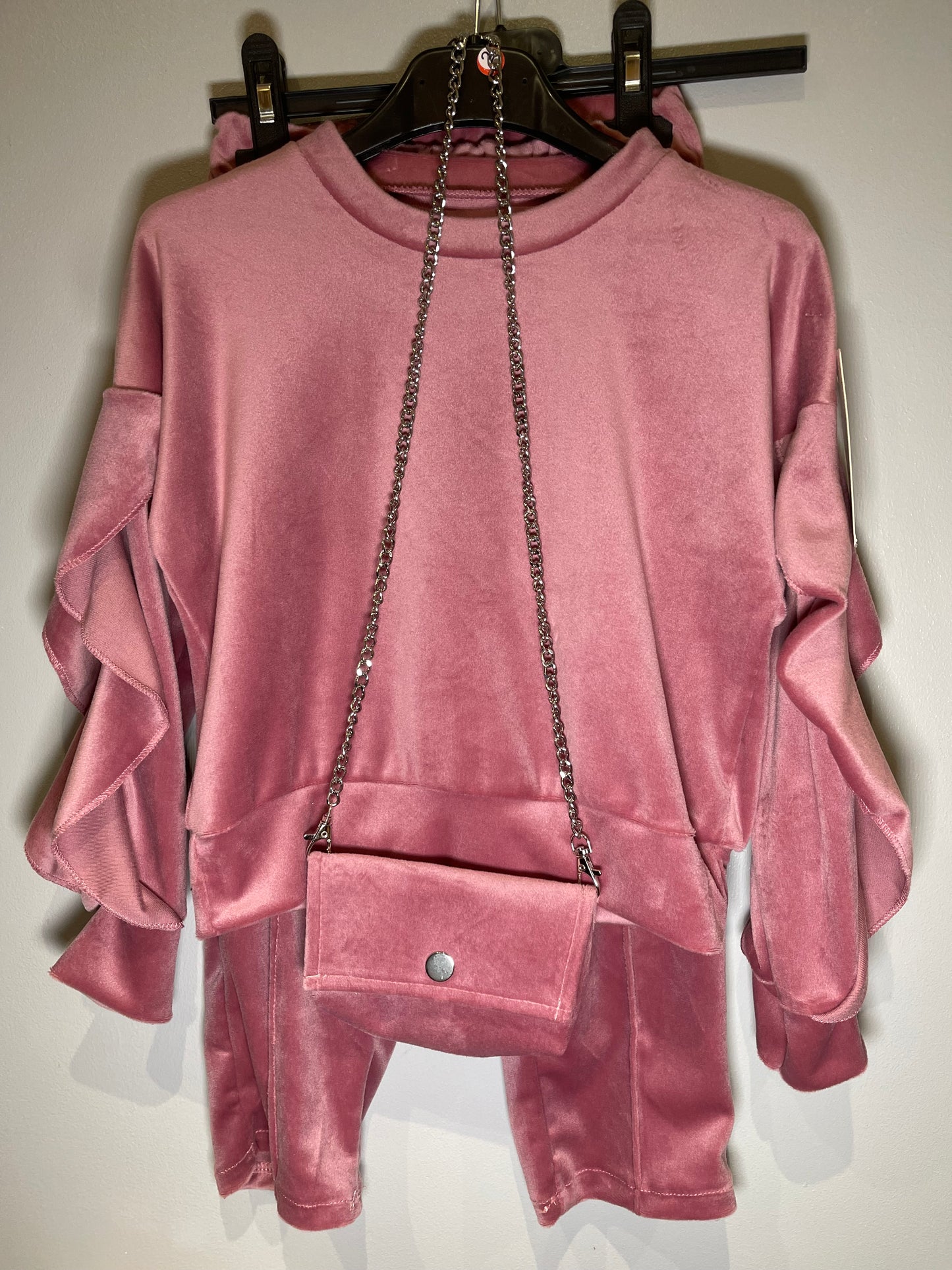 TLC Girls warm velour soft coord tracksuit set with handbag