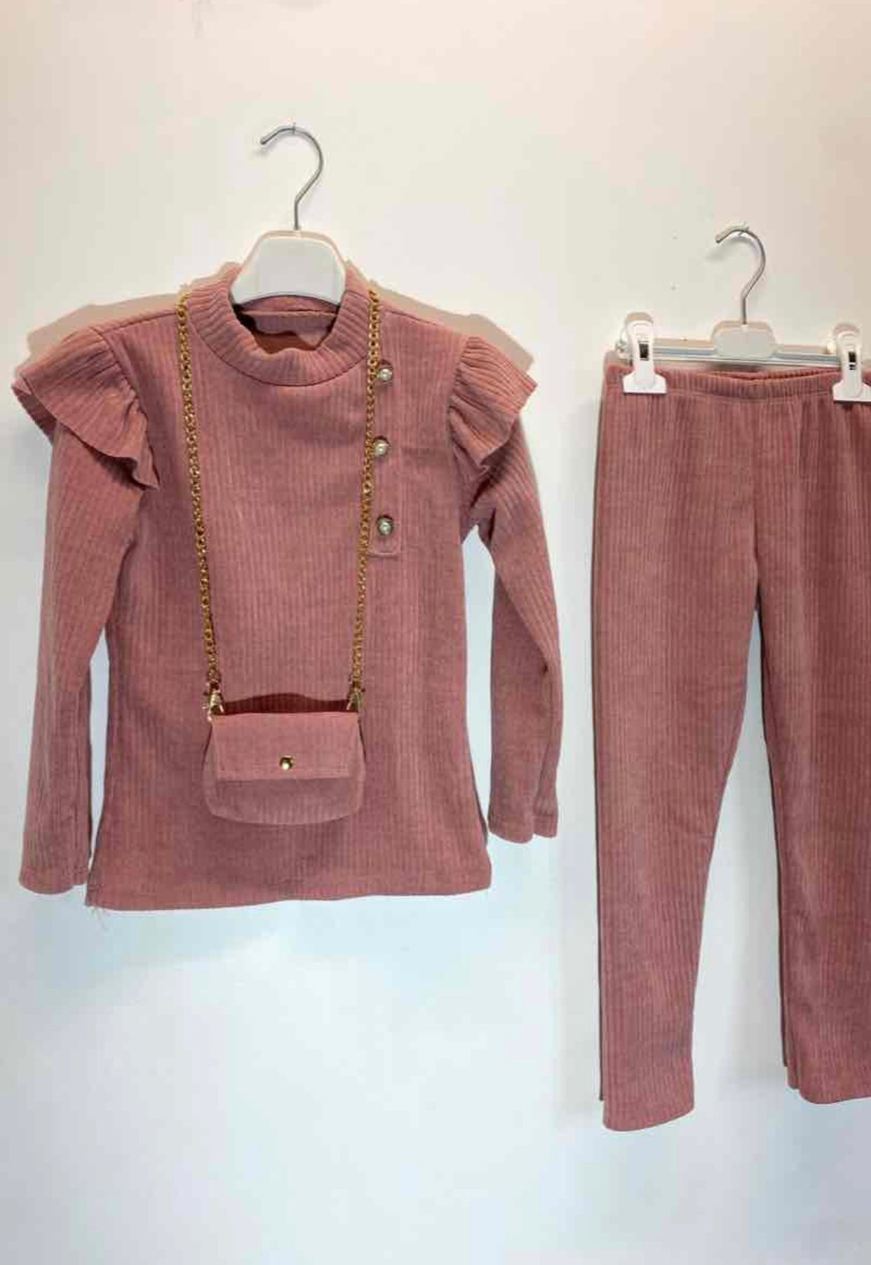 TLC Girls Trousers & Top Co-ord Set with Handbag