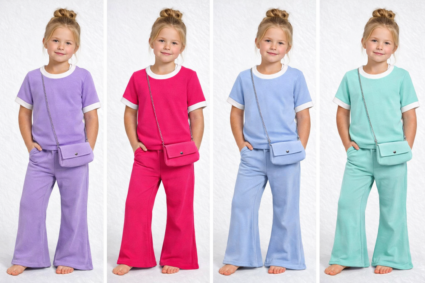 Girls summer outfit co-ord set with handbag