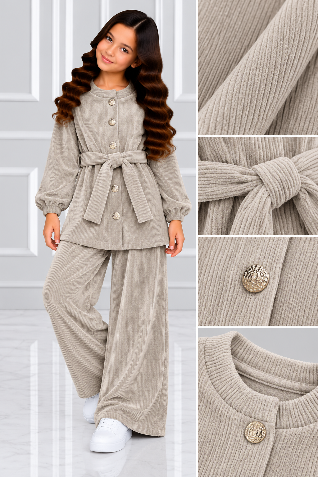 TLC Girls Velour 003 Tie Back Modest Coord Sets