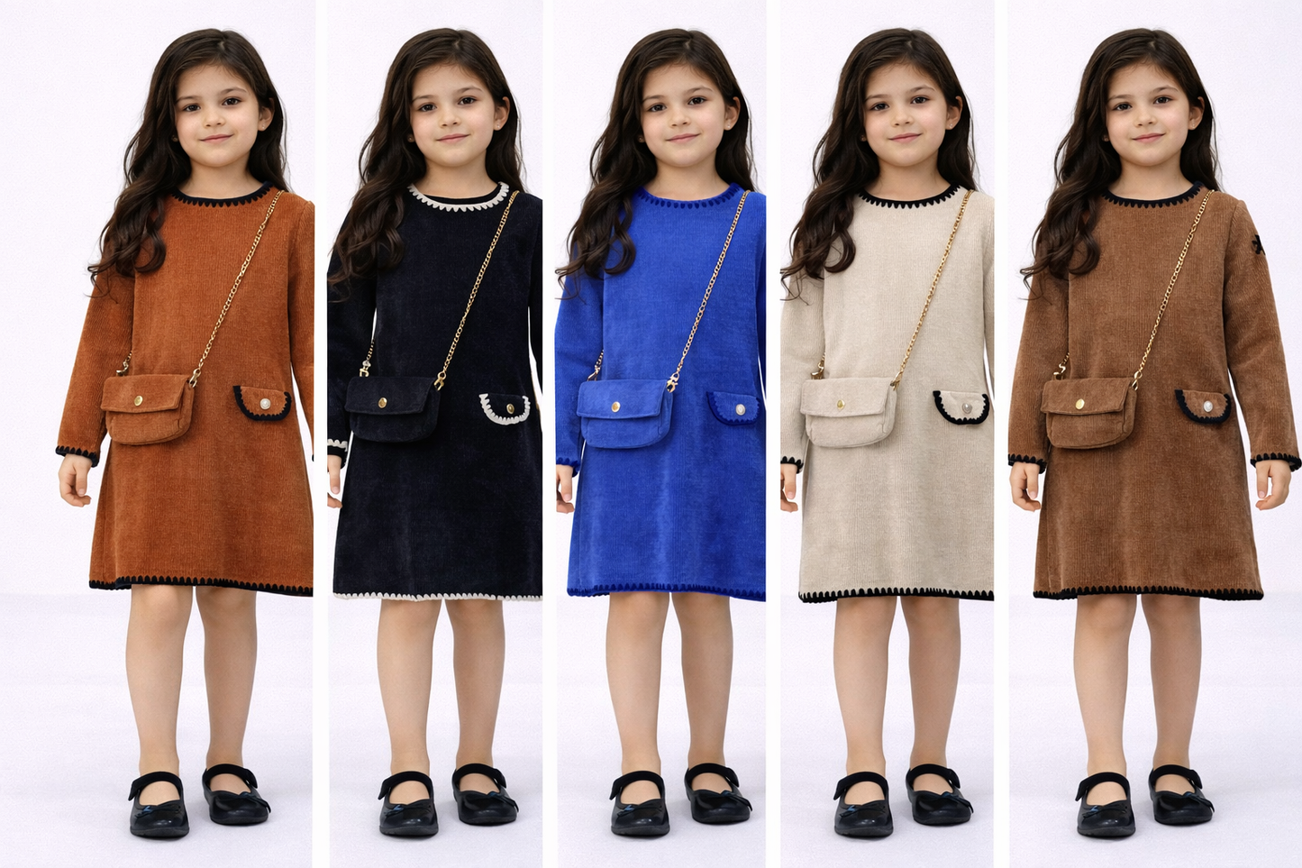 TLC Girls Warm Jumper Dress With Handbag