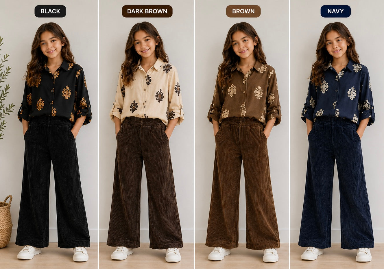 Girls Velour Flare Trousers 2-12 years