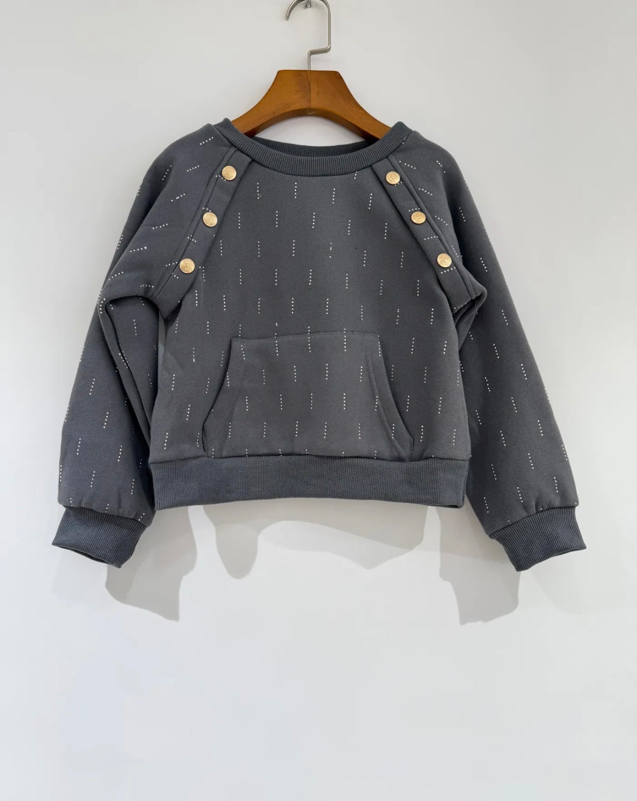 Girls Sweatshirt & Flare Trousers co-ord Set with Diamantés & Buttons 4-14 years