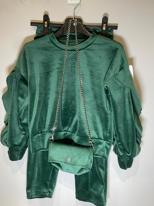 TLC Girls warm velour soft coord tracksuit set with handbag