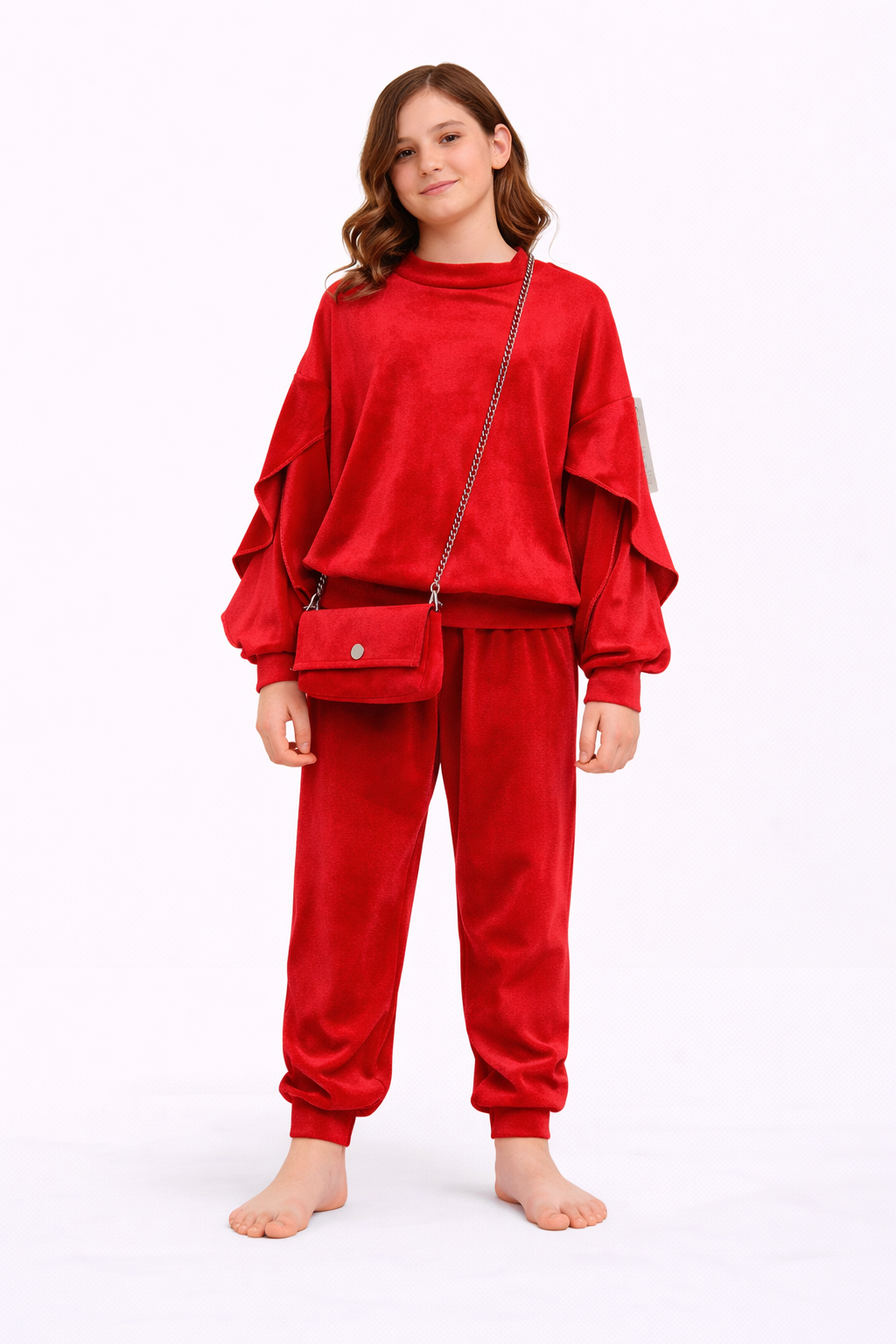 TLC Girls warm velour soft coord tracksuit set with handbag