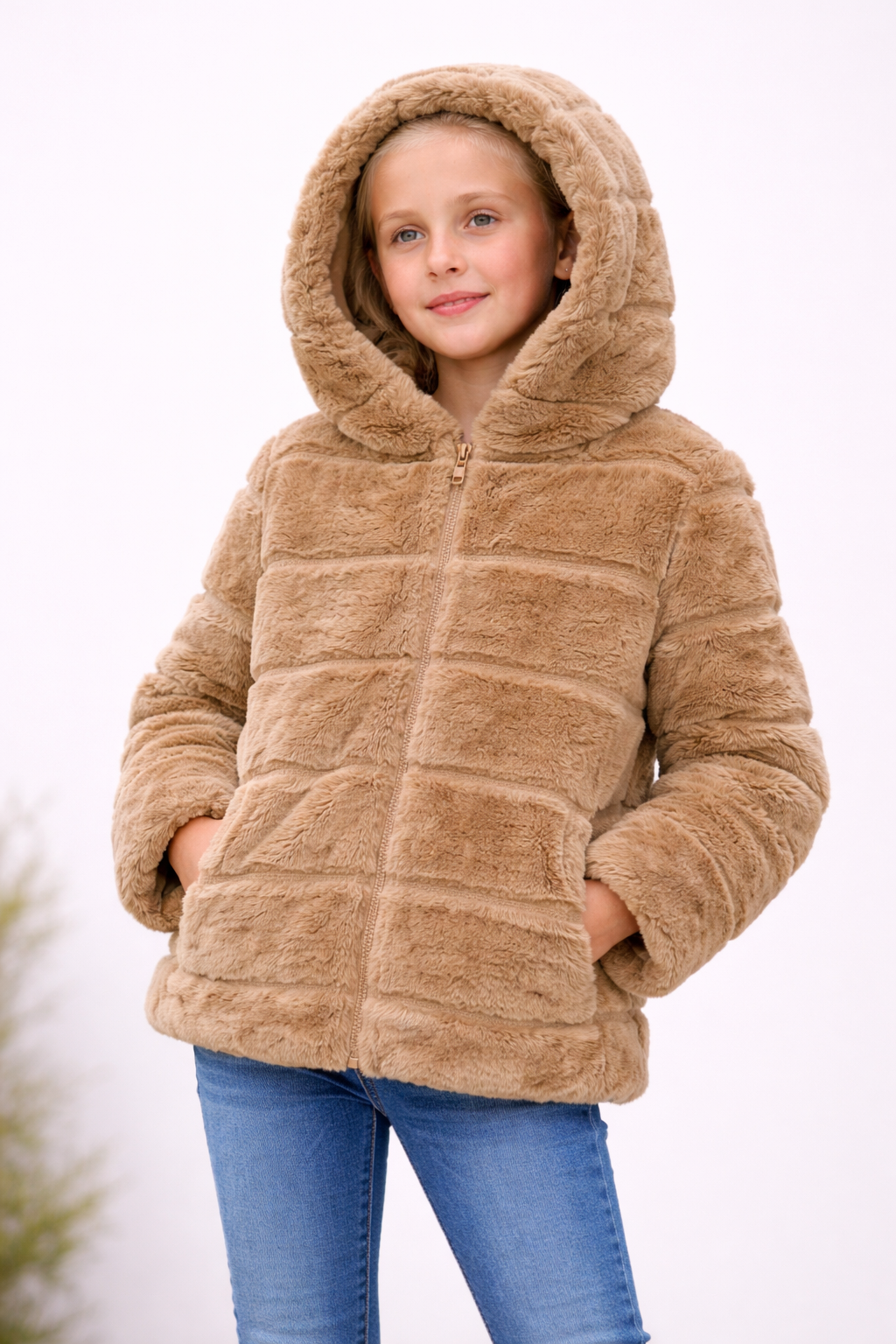 TLC Girls fur jacket coats with hood
