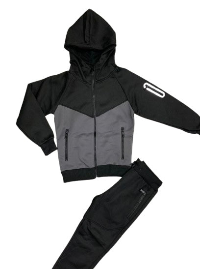 TLC Boys & Mens Hooded Tracksuit with  Zipped Pockets Colours Warm Winter Outfit Jogger Hoodie Set Fleece Lined Zip