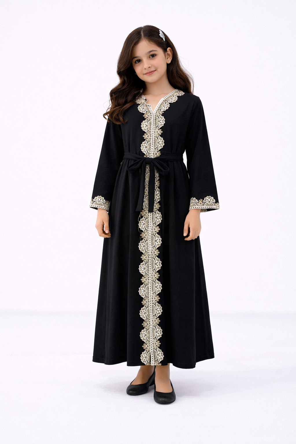 Girls Ramadan / Eid Abaya Dress with Tie Back