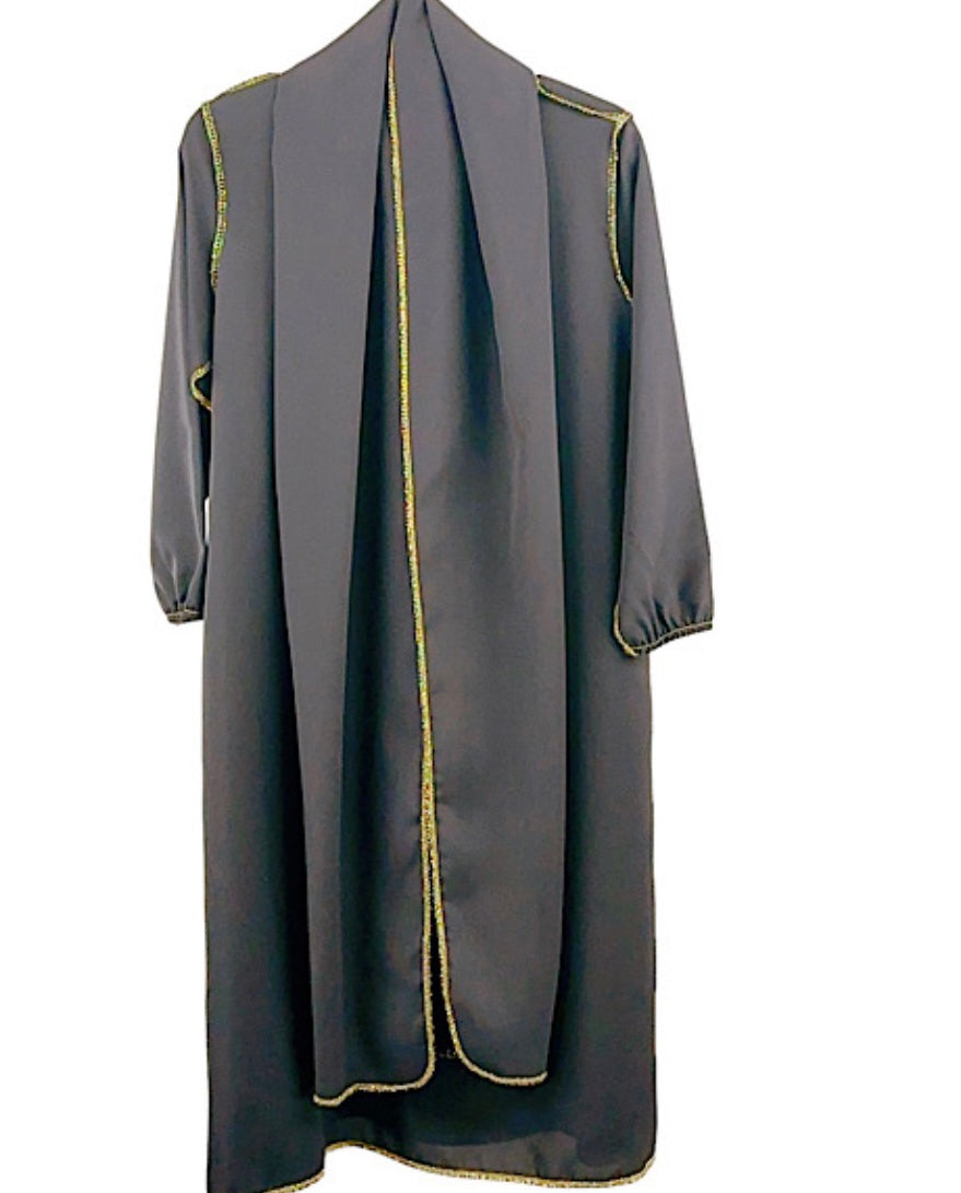 TLC Girls Abaya with hijab & gold detailing