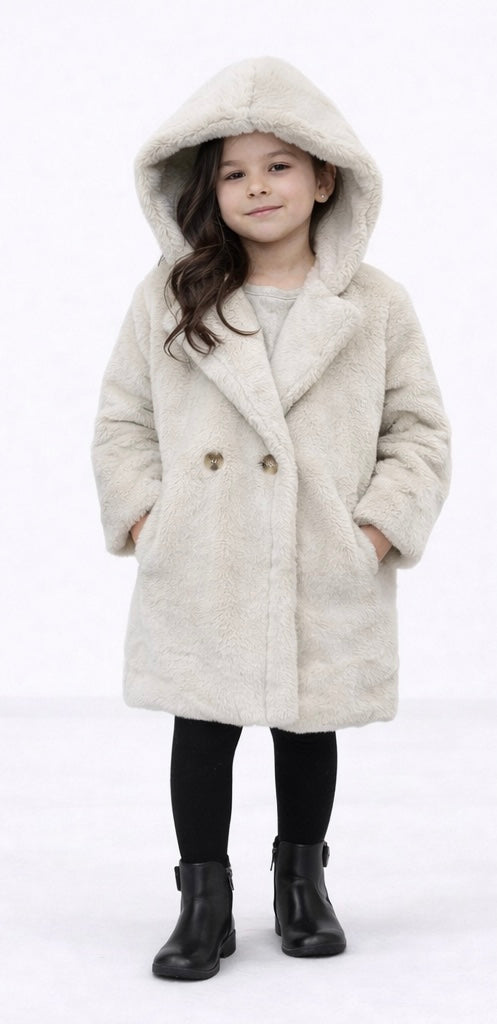 TLC Girls fur soft jacket coats with hood & pockets